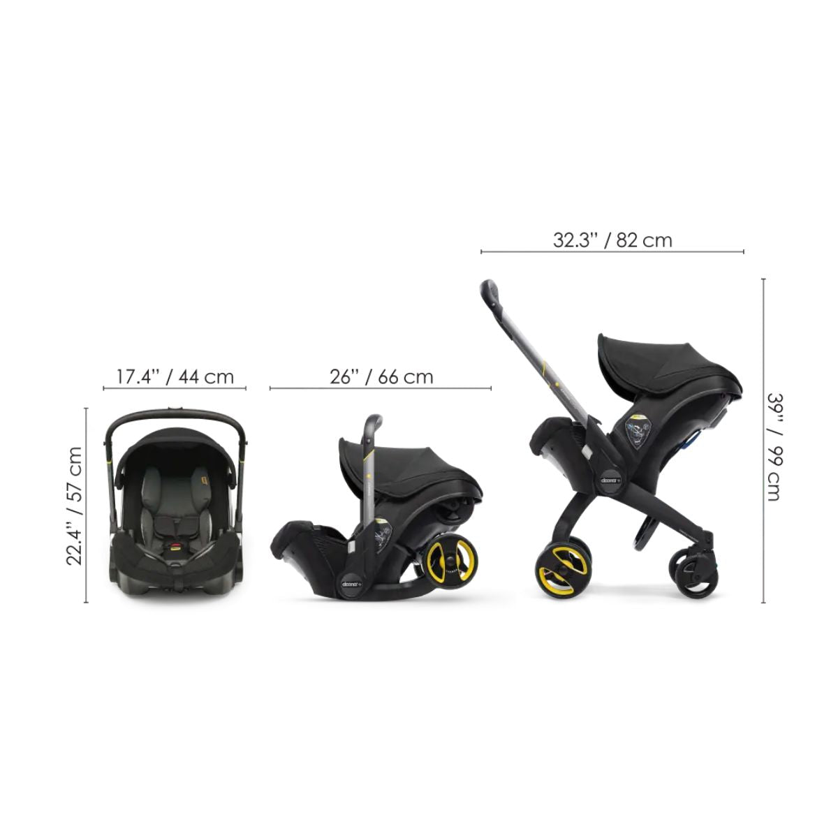 Doona Plus Car Seat & Stroller with SensAlert Bundle - Nitro Black - Safe, Smart & Travel Ready